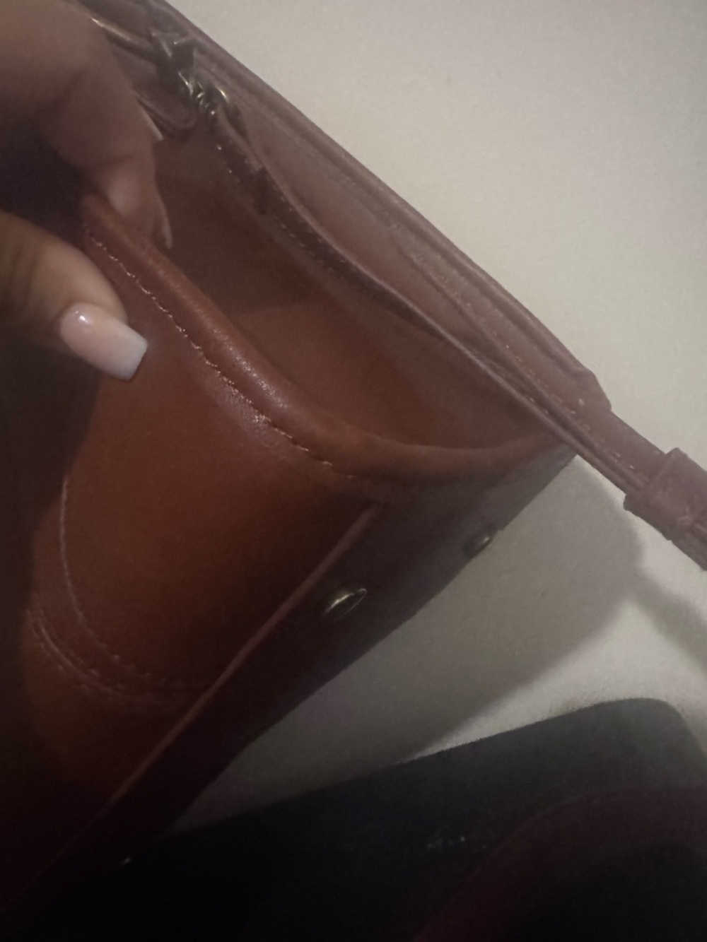 Frye Cognac Leather Satchel with Gold Hardware - Picture 4 of 4